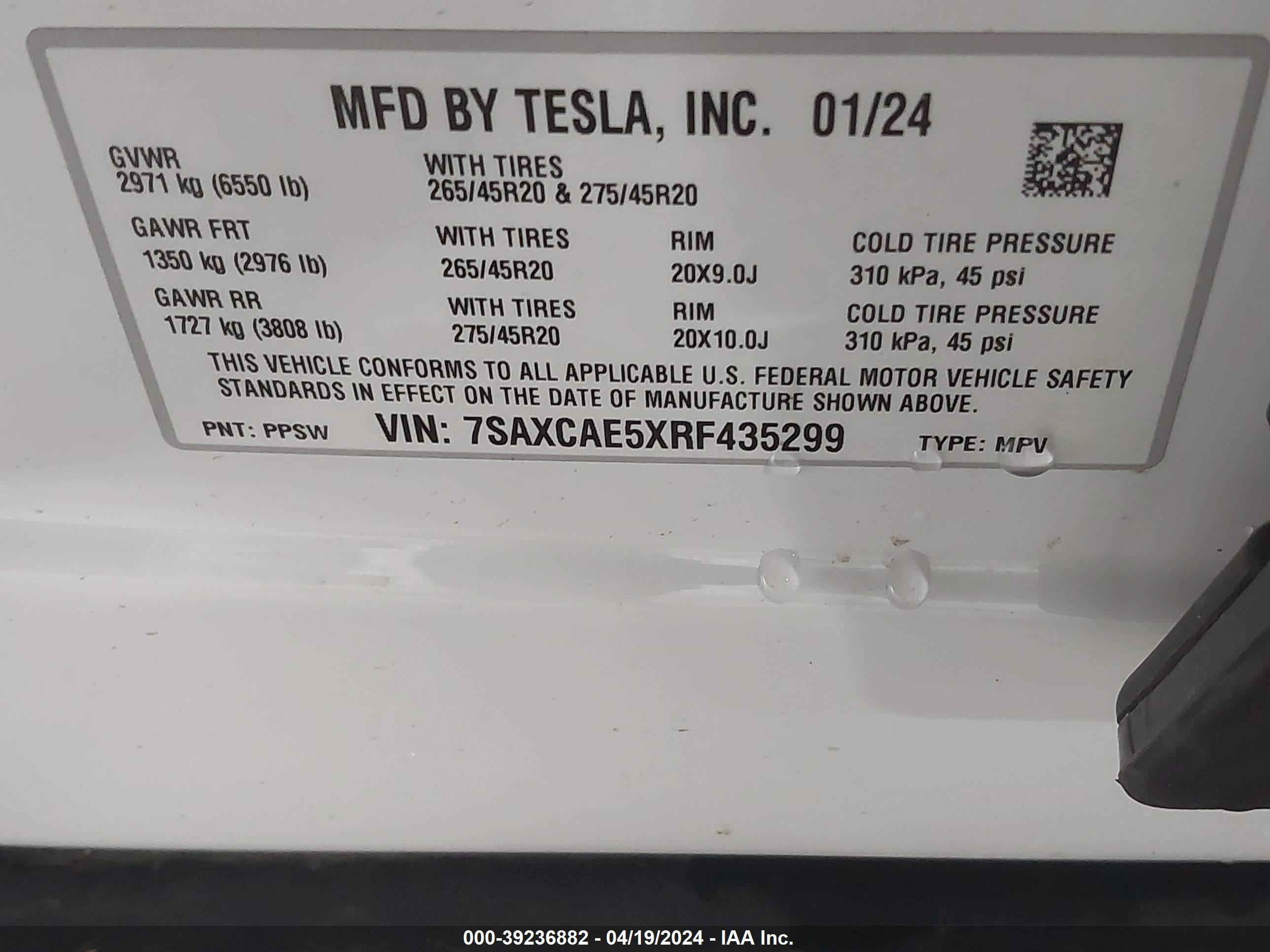 Photo 8 VIN: 7SAXCAE5XRF435299 - TESLA MODEL X 