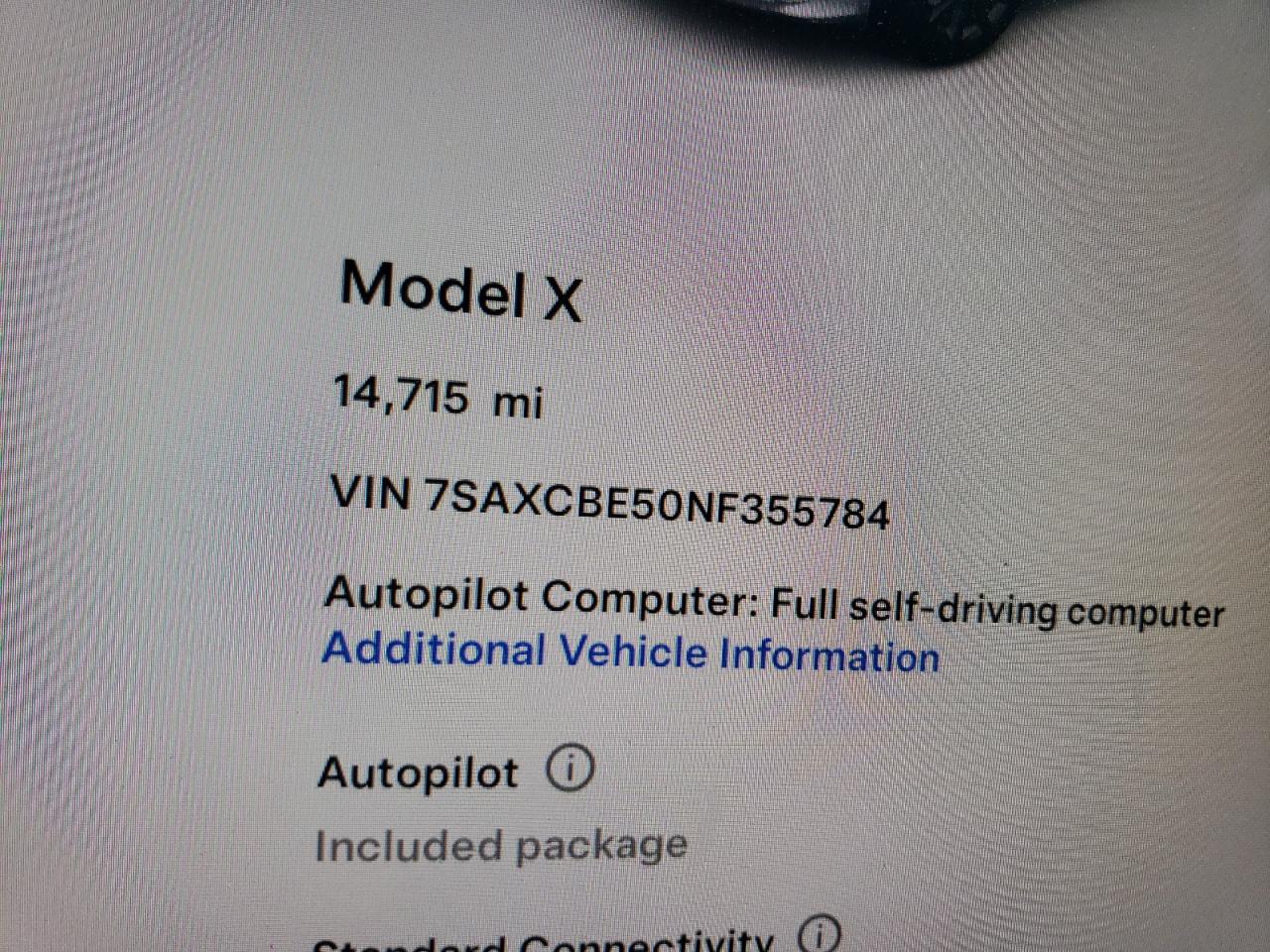 Photo 8 VIN: 7SAXCBE50NF355784 - TESLA MODEL X 