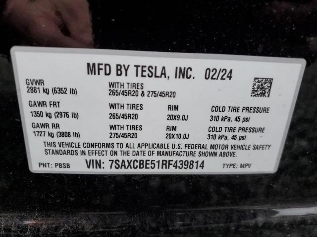 Photo 12 VIN: 7SAXCBE51RF439814 - TESLA MODEL X 