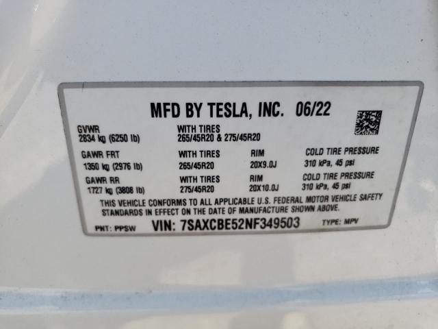 Photo 13 VIN: 7SAXCBE52NF349503 - TESLA MODEL X 