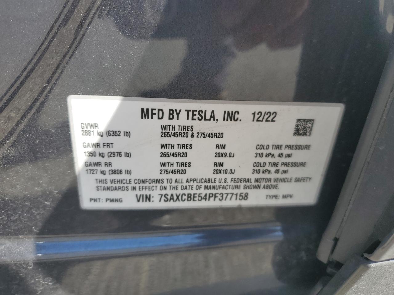 Photo 11 VIN: 7SAXCBE54PF377158 - TESLA MODEL X 