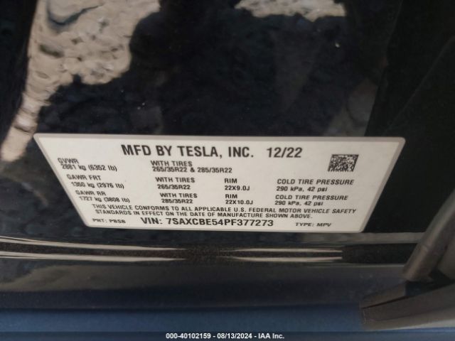 Photo 8 VIN: 7SAXCBE54PF377273 - TESLA MODEL X 