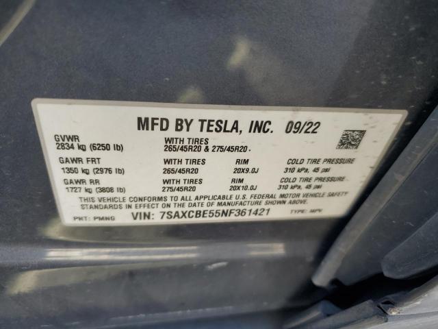 Photo 12 VIN: 7SAXCBE55NF361421 - TESLA MODEL X 