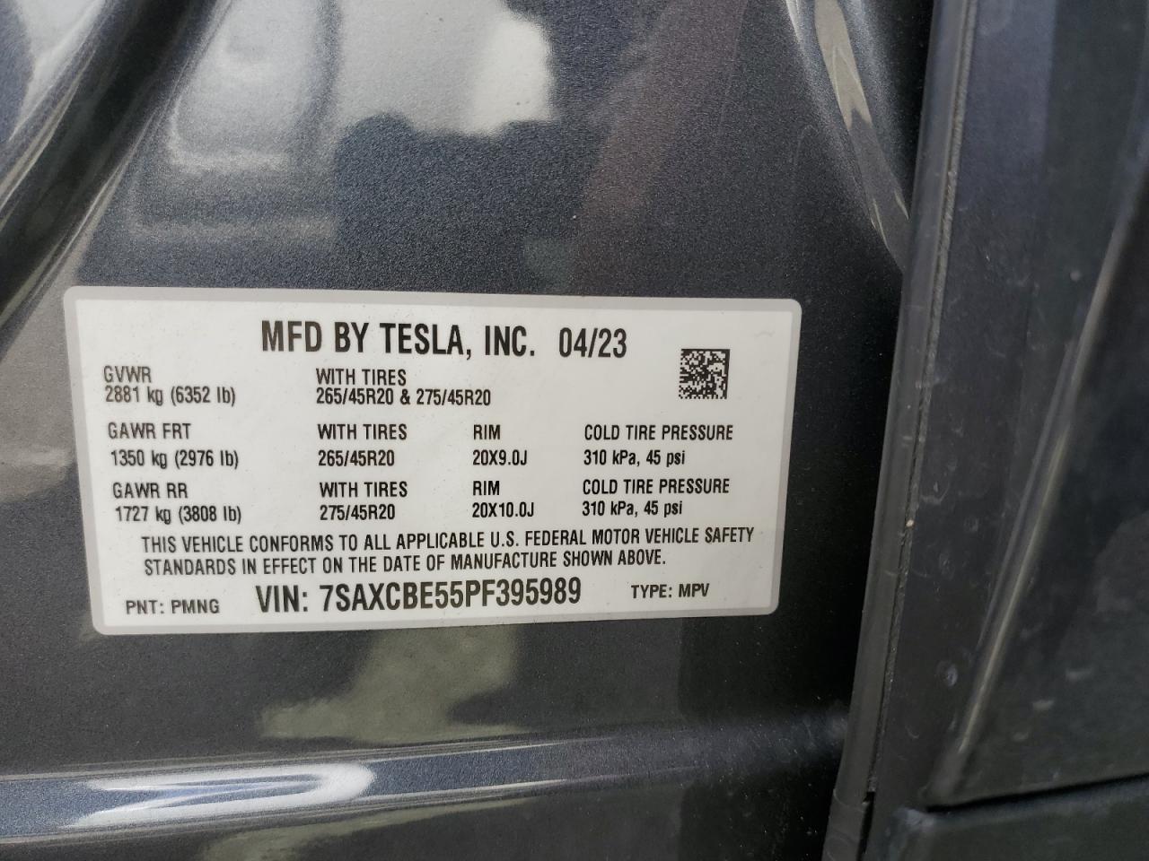 Photo 12 VIN: 7SAXCBE55PF395989 - TESLA MODEL X 