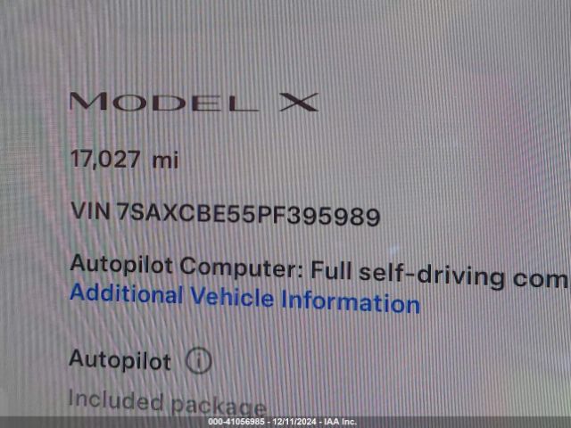 Photo 8 VIN: 7SAXCBE55PF395989 - TESLA MODEL X 