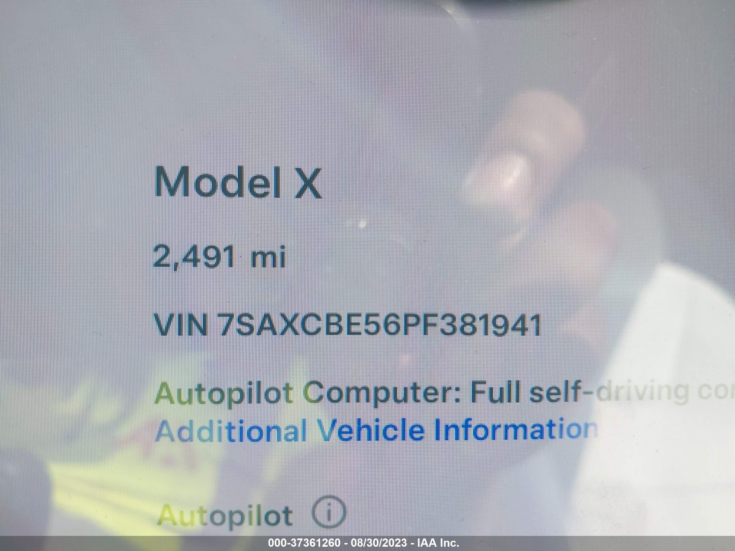 Photo 6 VIN: 7SAXCBE56PF381941 - TESLA MODEL X 