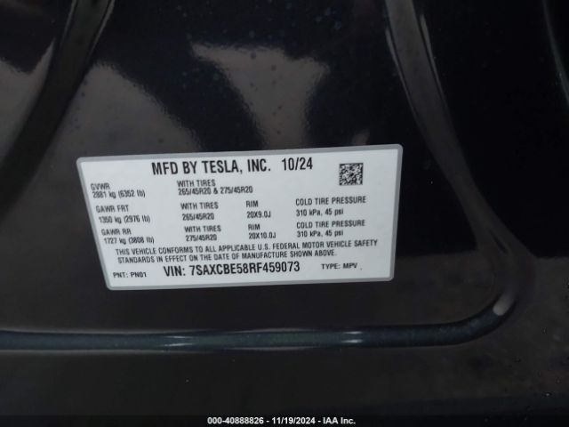 Photo 8 VIN: 7SAXCBE58RF459073 - TESLA MODEL X 