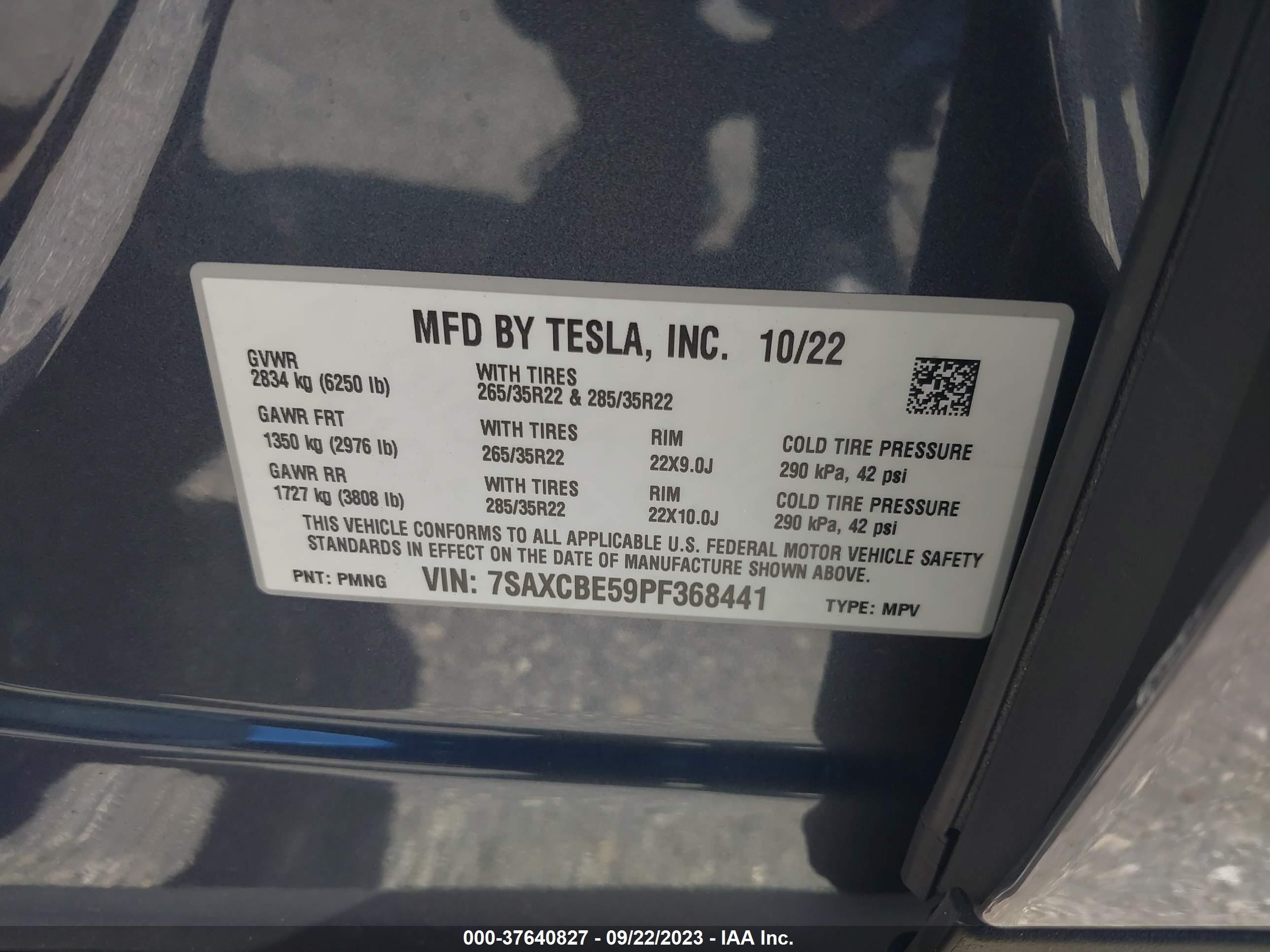 Photo 8 VIN: 7SAXCBE59PF368441 - TESLA MODEL X 