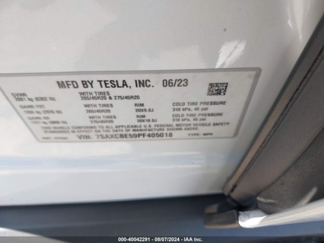 Photo 8 VIN: 7SAXCBE59PF405018 - TESLA MODEL X 