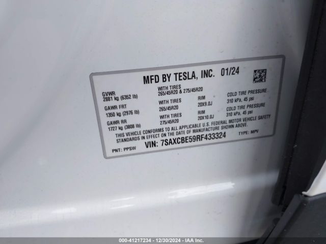 Photo 8 VIN: 7SAXCBE59RF433324 - TESLA MODEL X 