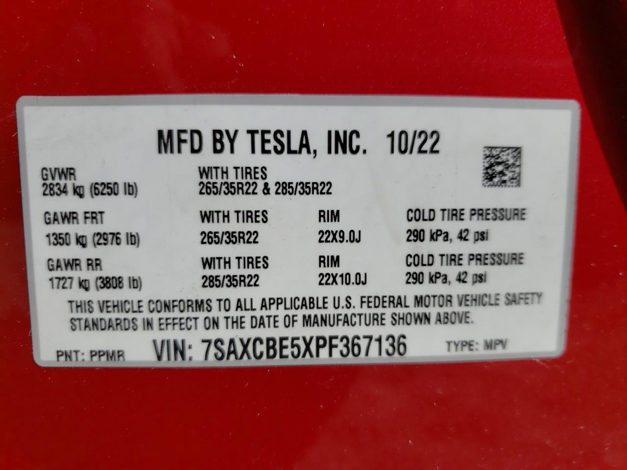 Photo 13 VIN: 7SAXCBE5XPF367136 - TESLA MODEL X 