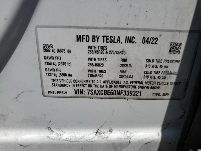 Photo 12 VIN: 7SAXCBE60NF339321 - TESLA MODEL X 