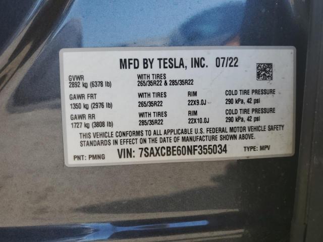 Photo 12 VIN: 7SAXCBE60NF355034 - TESLA MODEL X 