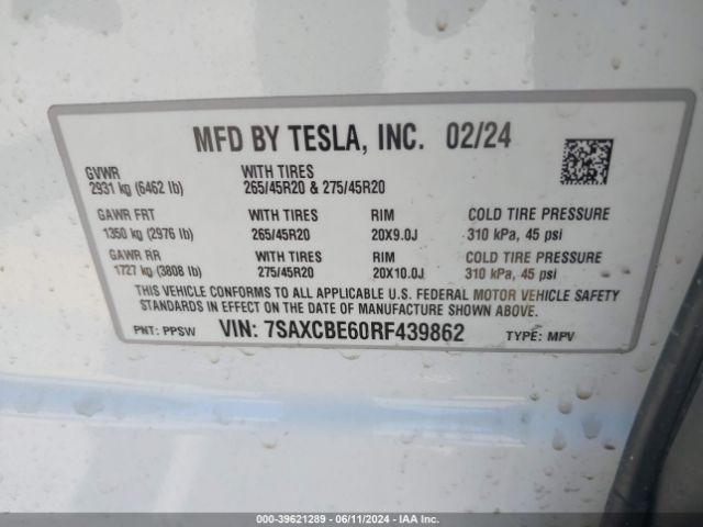 Photo 8 VIN: 7SAXCBE60RF439862 - TESLA MODEL X 