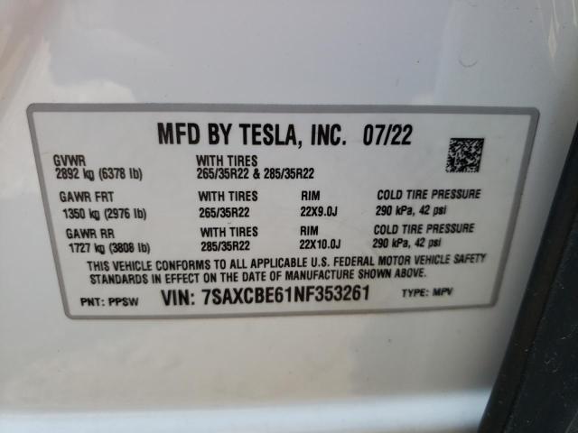 Photo 12 VIN: 7SAXCBE61NF353261 - TESLA MODEL X 