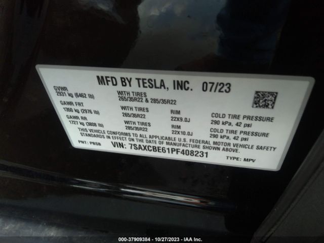 Photo 8 VIN: 7SAXCBE61PF408231 - TESLA MODEL X 