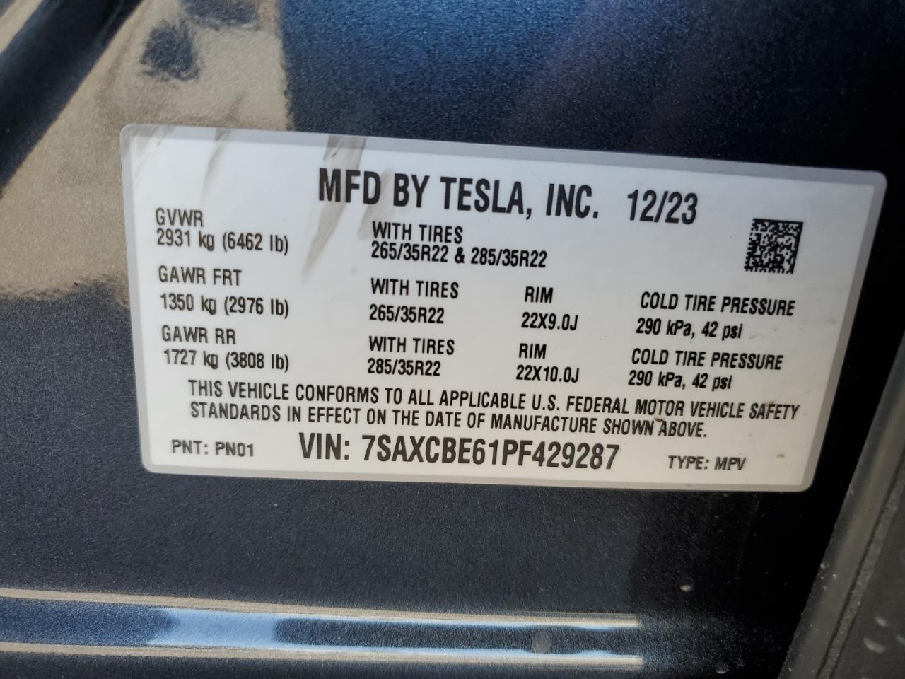 Photo 13 VIN: 7SAXCBE61PF429287 - TESLA MODEL X 