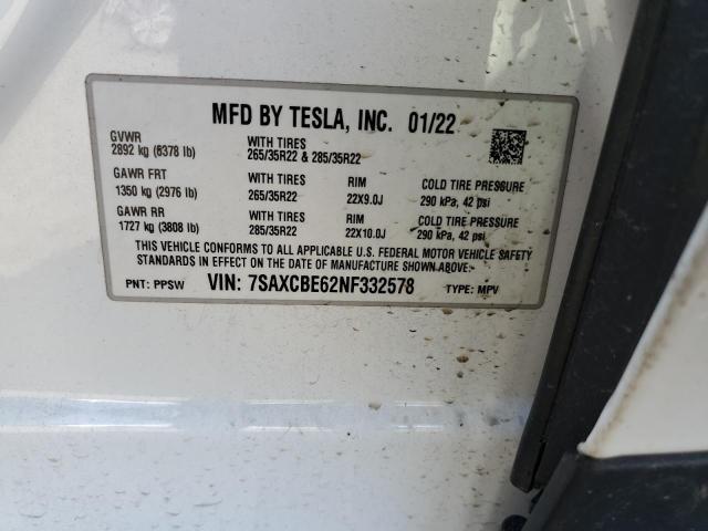 Photo 12 VIN: 7SAXCBE62NF332578 - TESLA MODEL X 