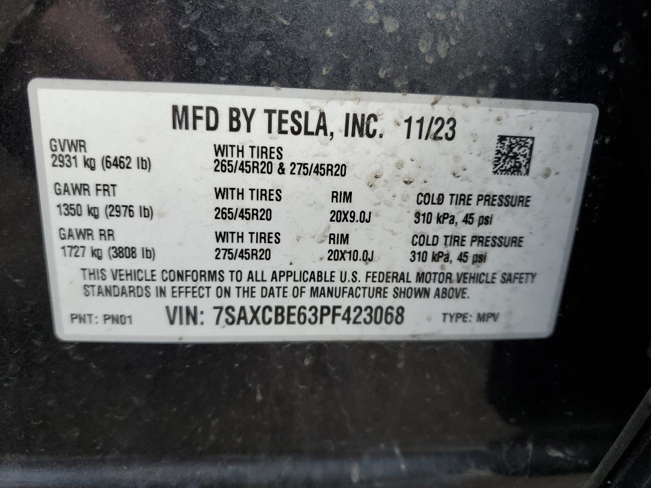 Photo 11 VIN: 7SAXCBE63PF423068 - TESLA MODEL X 