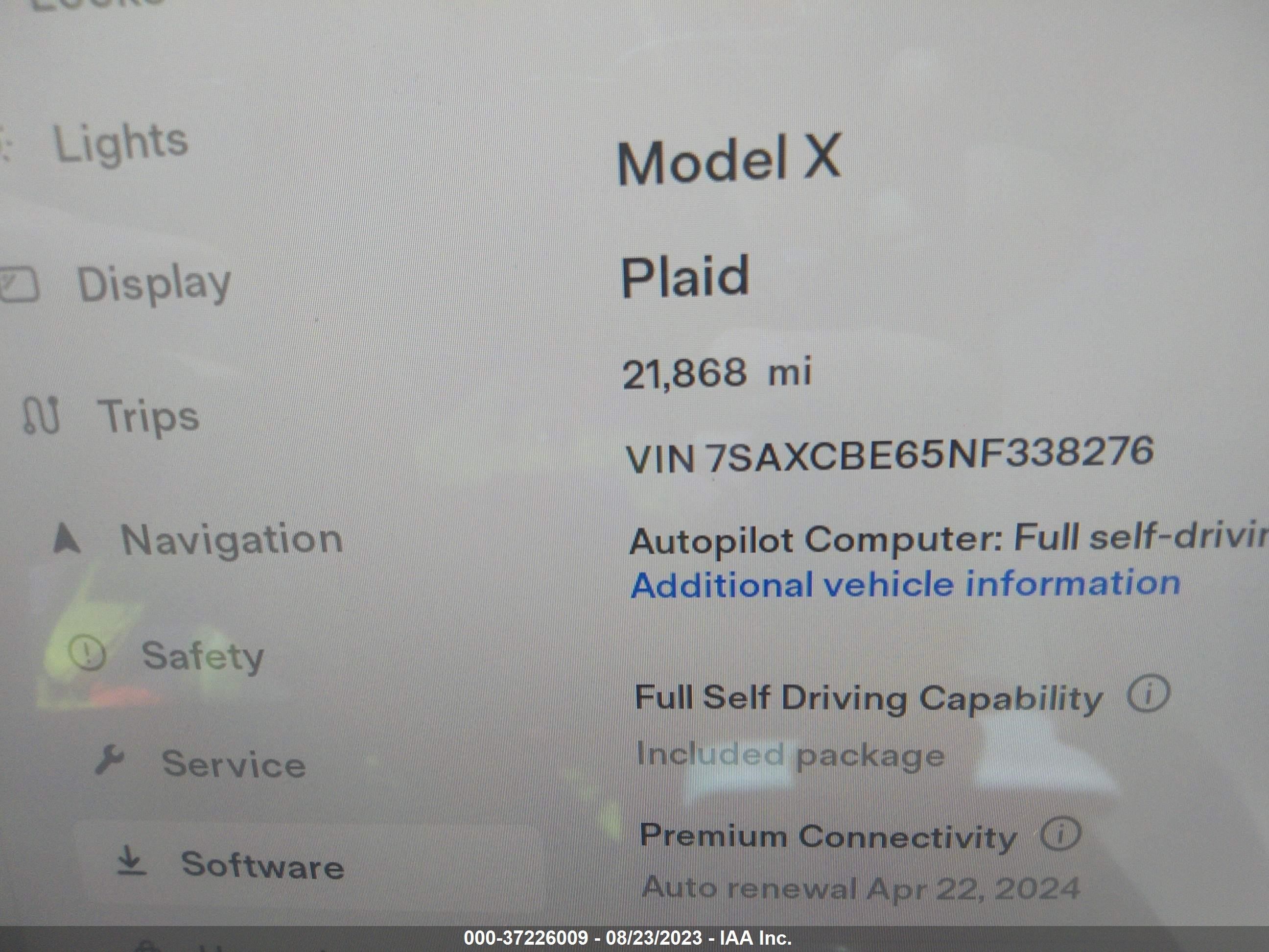 Photo 13 VIN: 7SAXCBE65NF338276 - TESLA MODEL X 