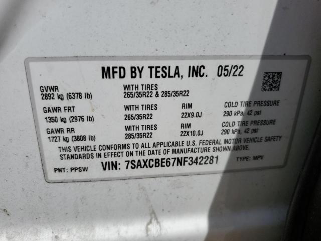 Photo 12 VIN: 7SAXCBE67NF342281 - TESLA MODEL X 