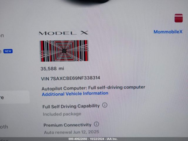 Photo 6 VIN: 7SAXCBE69NF338314 - TESLA MODEL X 