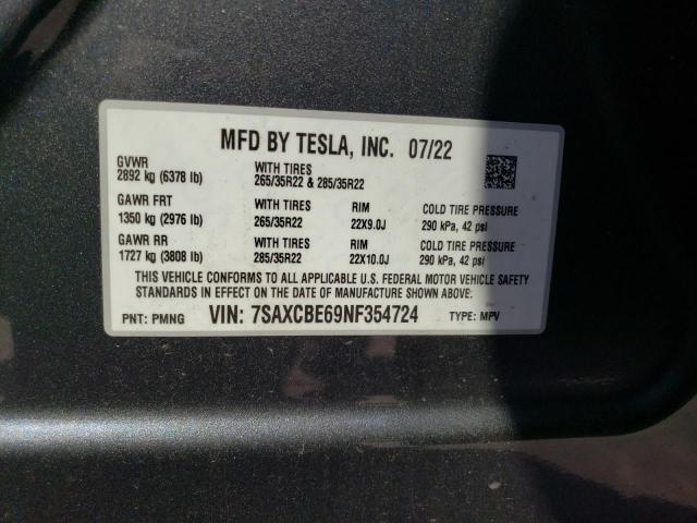 Photo 11 VIN: 7SAXCBE69NF354724 - TESLA MODEL X 