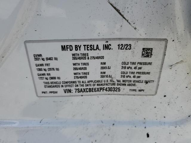 Photo 12 VIN: 7SAXCBE6XPF430325 - TESLA MODEL X 