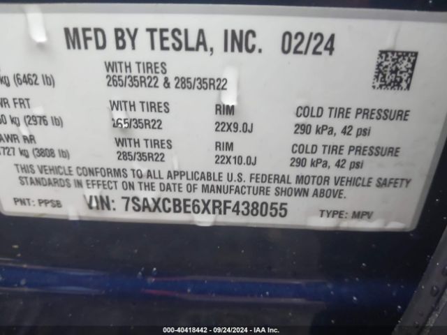 Photo 8 VIN: 7SAXCBE6XRF438055 - TESLA MODEL X 