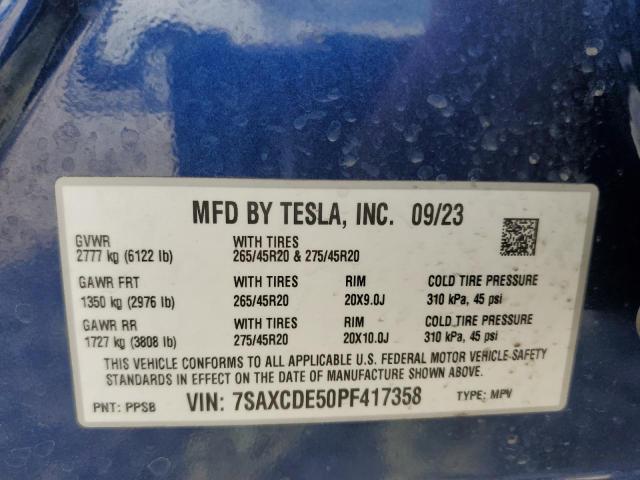 Photo 12 VIN: 7SAXCDE50PF417358 - TESLA MODEL X 