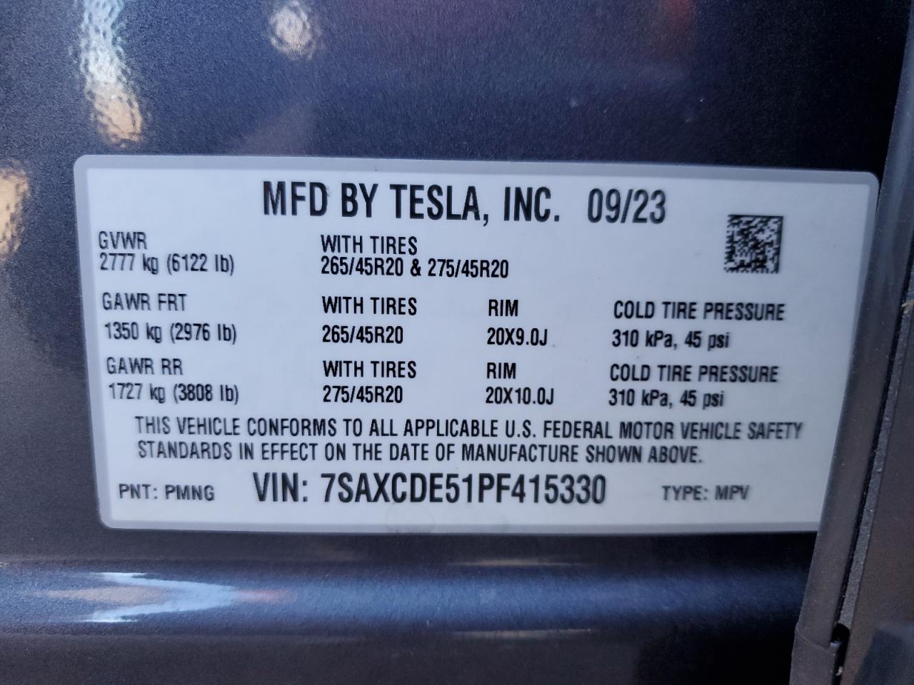 Photo 12 VIN: 7SAXCDE51PF415330 - TESLA MODEL X 