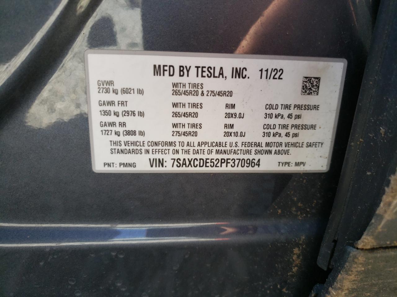 Photo 12 VIN: 7SAXCDE52PF370964 - TESLA MODEL X 