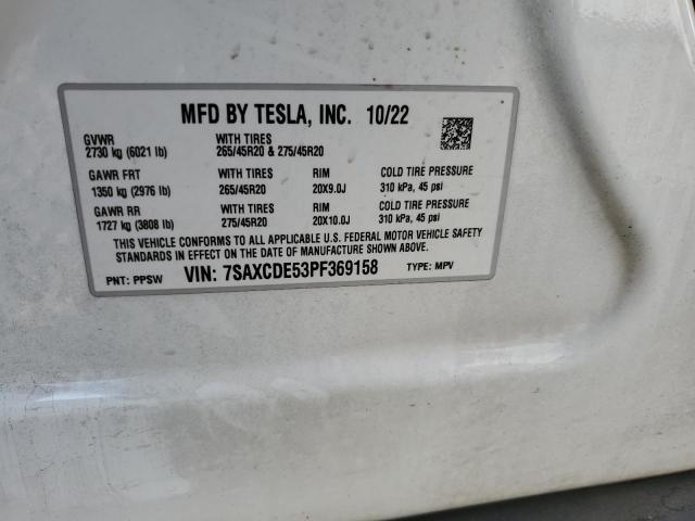 Photo 11 VIN: 7SAXCDE53PF369158 - TESLA MODEL X 