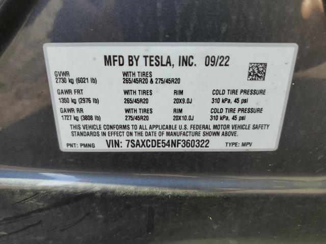 Photo 11 VIN: 7SAXCDE54NF360322 - TESLA MODEL X 