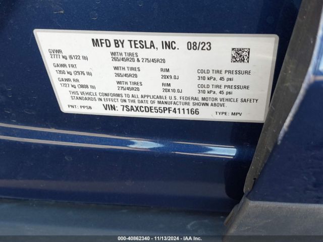 Photo 8 VIN: 7SAXCDE55PF411166 - TESLA MODEL X 