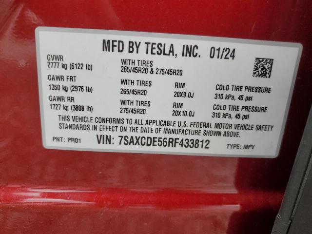 Photo 12 VIN: 7SAXCDE56RF433812 - TESLA MODEL X 