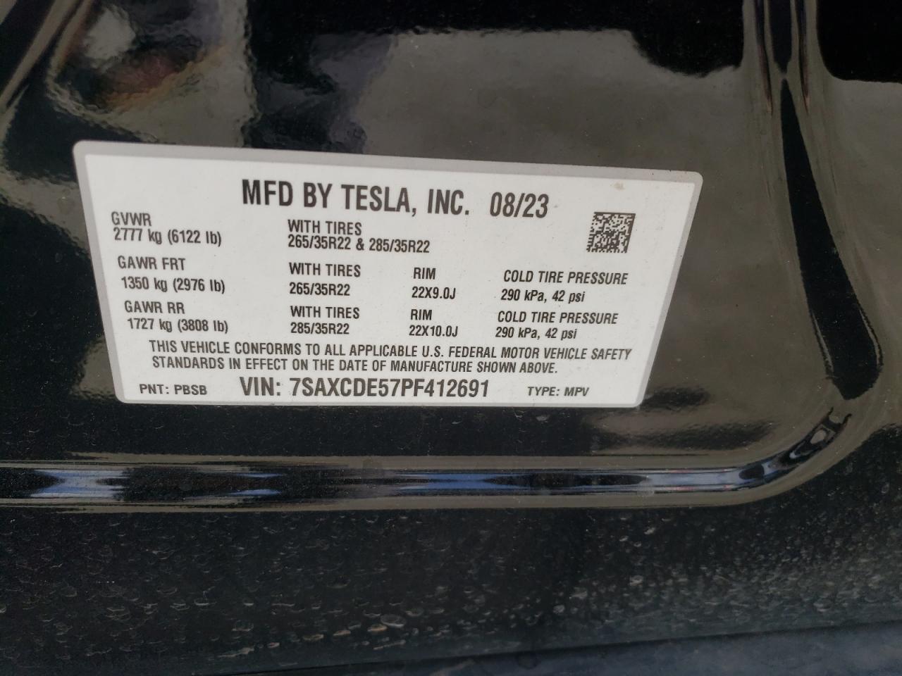 Photo 12 VIN: 7SAXCDE57PF412691 - TESLA MODEL X 