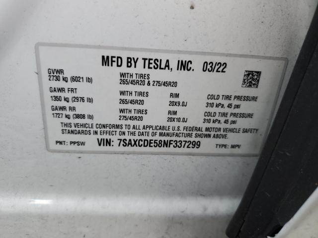 Photo 11 VIN: 7SAXCDE58NF337299 - TESLA MODEL X 