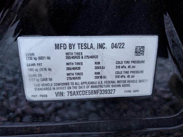 Photo 11 VIN: 7SAXCDE58NF339327 - TESLA MODEL X 