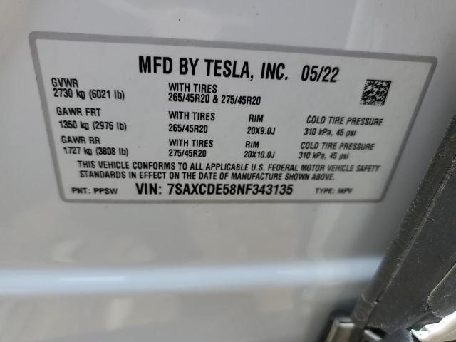 Photo 11 VIN: 7SAXCDE58NF343135 - TESLA MODEL X 