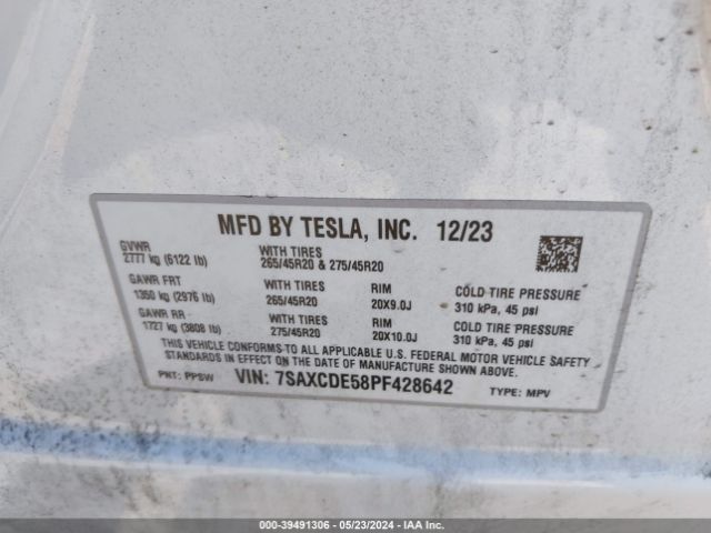 Photo 8 VIN: 7SAXCDE58PF428642 - TESLA MODEL X 