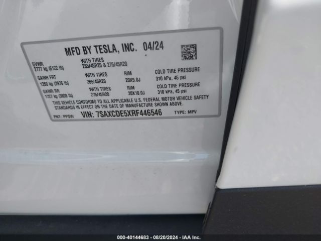 Photo 8 VIN: 7SAXCDE5XRF446546 - TESLA MODEL X 