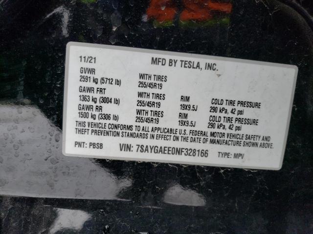 Photo 11 VIN: 7SAYGAEE0NF328166 - TESLA MODEL Y 