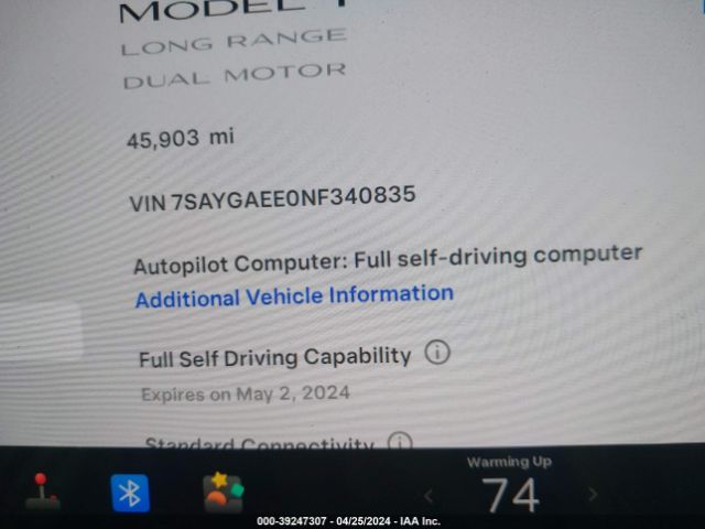 Photo 6 VIN: 7SAYGAEE0NF340835 - TESLA MODEL Y 