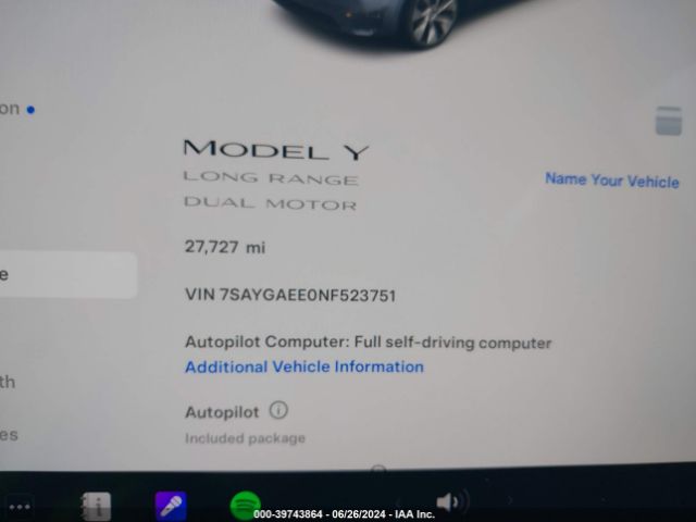 Photo 6 VIN: 7SAYGAEE0NF523751 - TESLA MODEL Y 