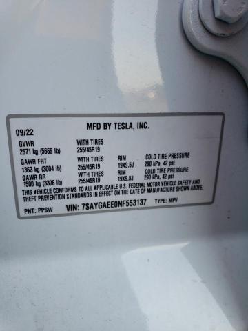 Photo 13 VIN: 7SAYGAEE0NF553137 - TESLA MODEL Y 