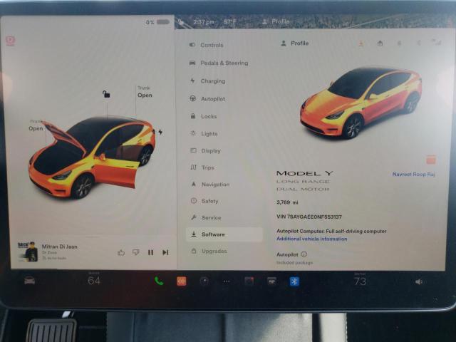 Photo 8 VIN: 7SAYGAEE0NF553137 - TESLA MODEL Y 