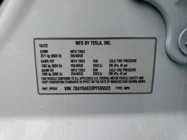 Photo 12 VIN: 7SAYGAEE0PF595522 - TESLA MODEL Y 