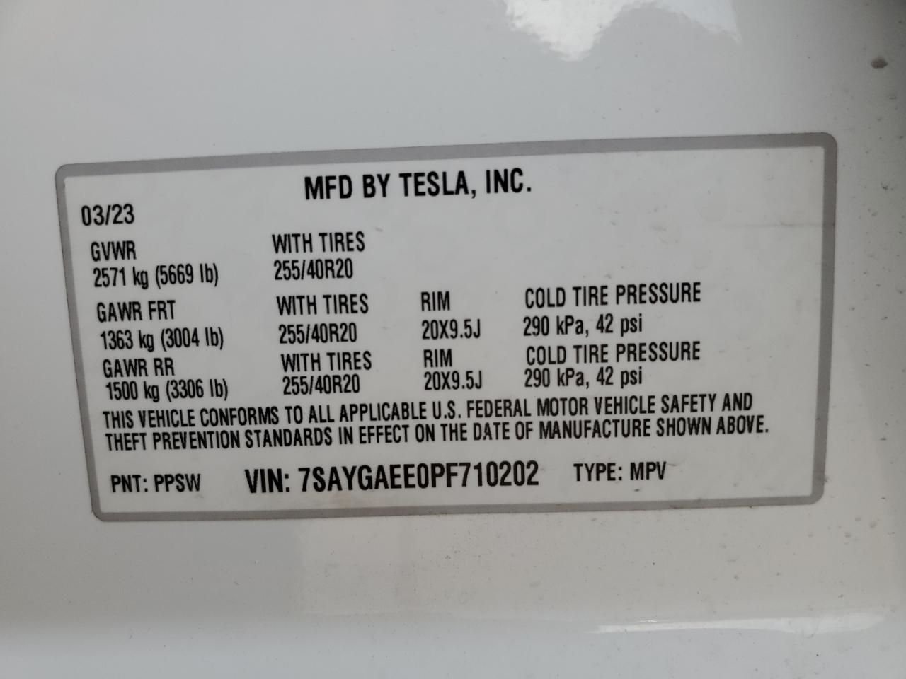 Photo 12 VIN: 7SAYGAEE0PF710202 - TESLA MODEL Y 