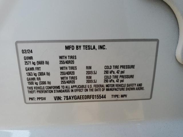 Photo 12 VIN: 7SAYGAEE0RF015544 - TESLA MODEL Y 